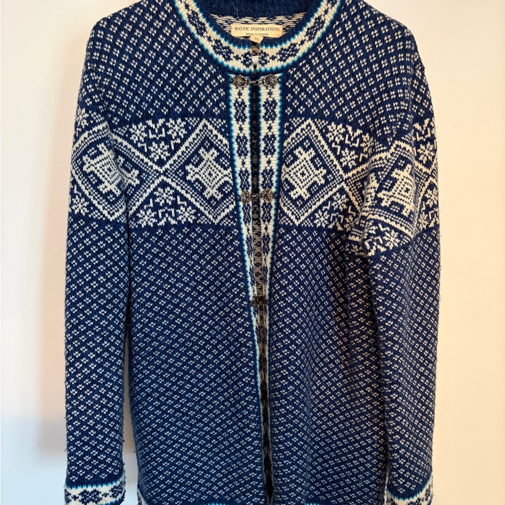 Blue Nordic Pattern Cardigan